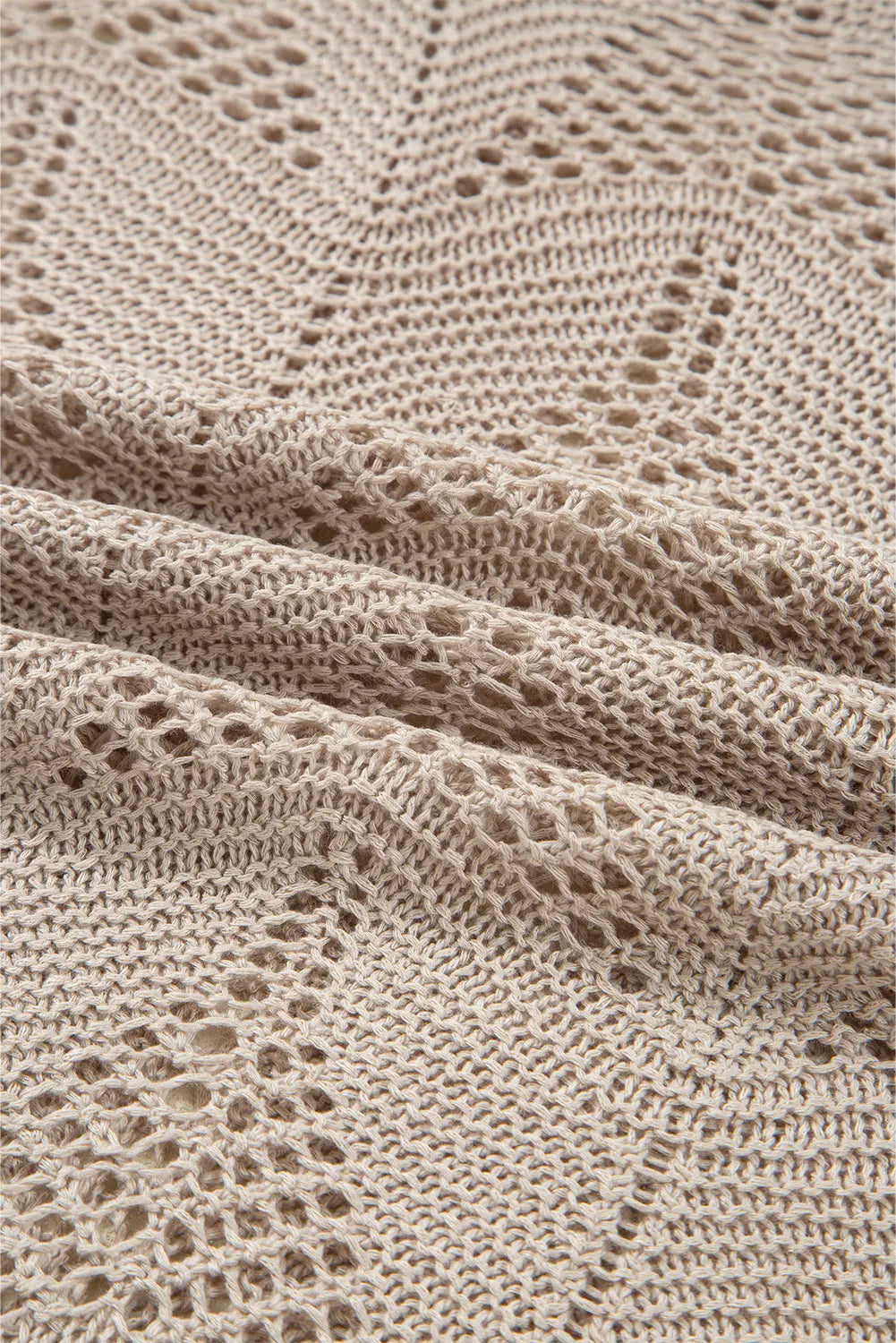 Navy Blue Hollow Out Knit 3/4 Sleeve Loose Sweater Shewin