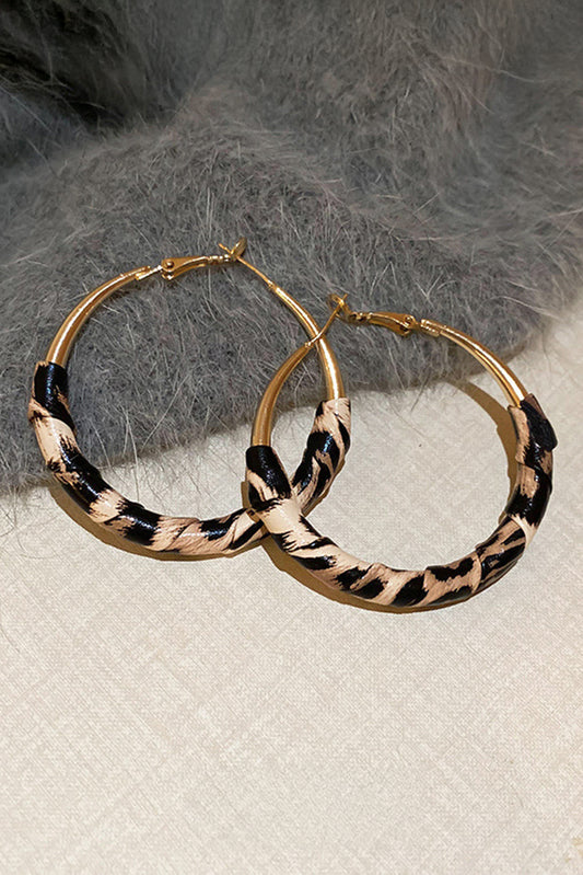 Gold Leopard Large Hoop Earrings