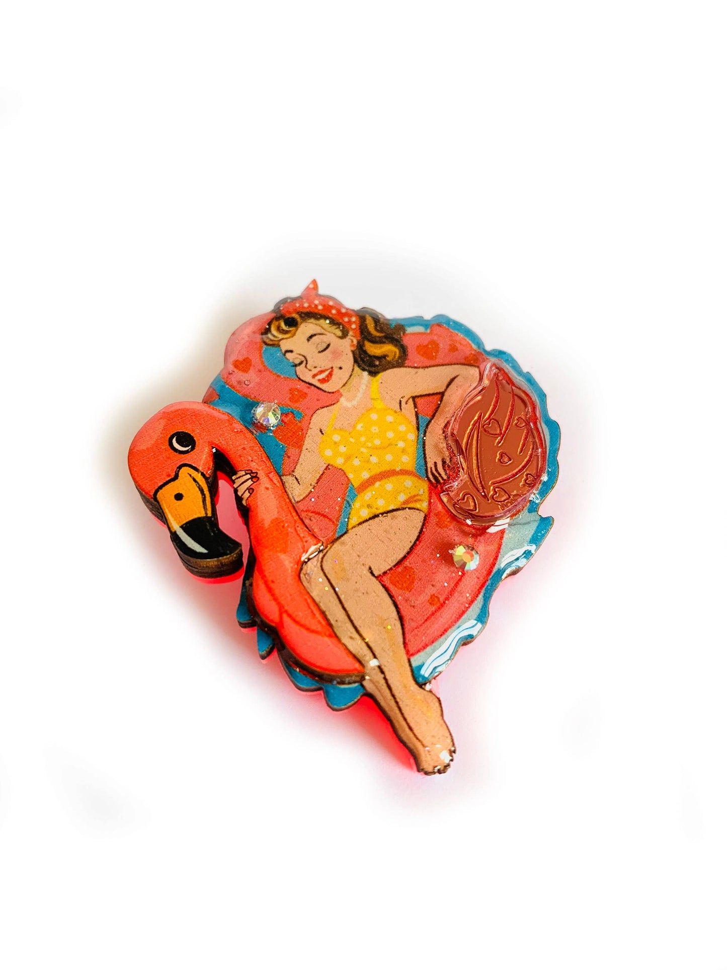 Frankie & the Flamingo Float Brooch by Rosie Rose Parker Quirks!