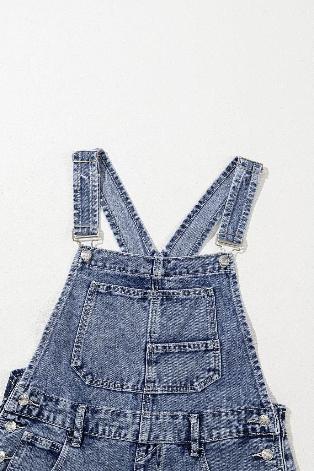 Sail Blue Straight Leg Pockets Denim Bib Overall Shewin