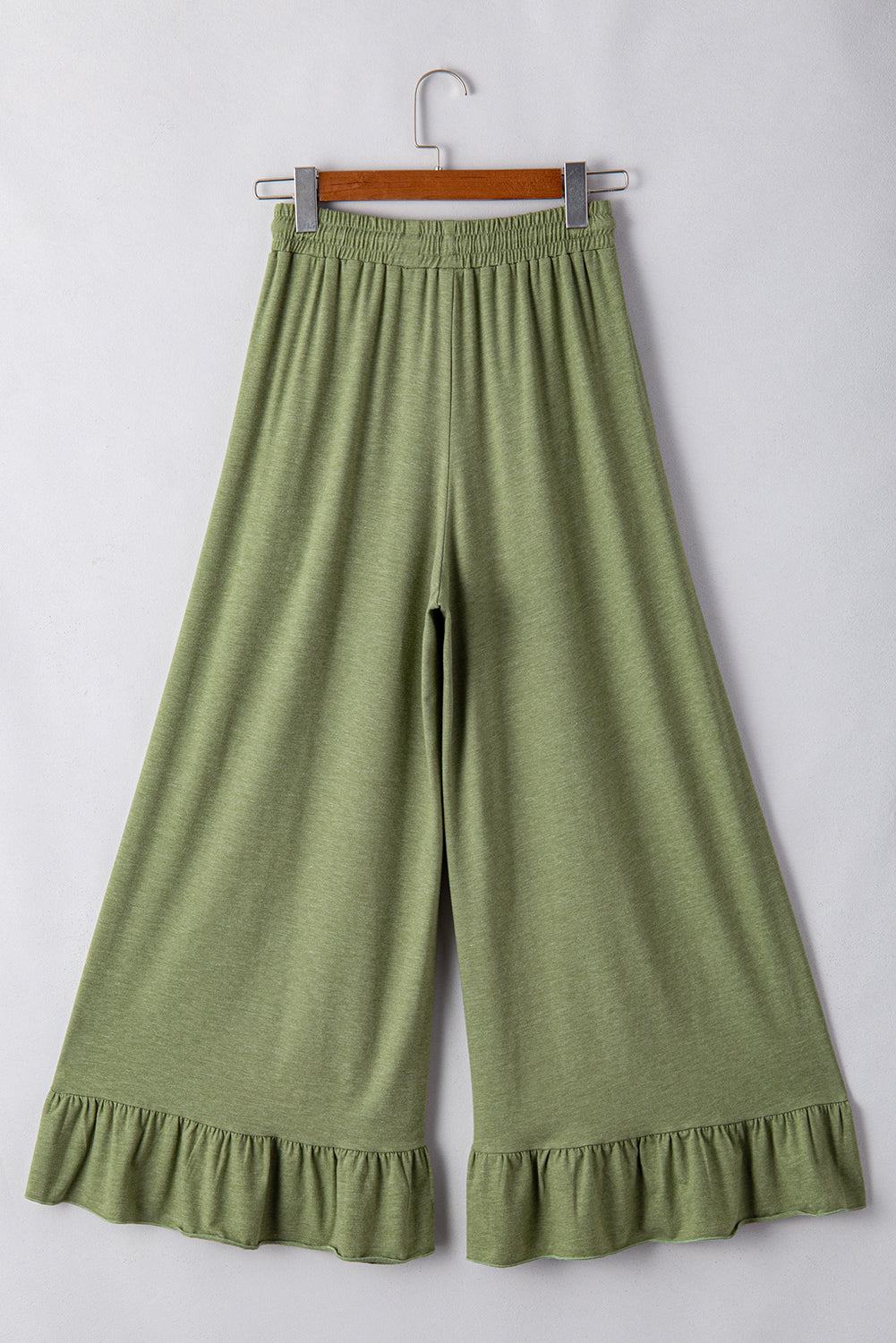 Dune Solid Color Ruffle Hem Wide Leg Pants Shewin