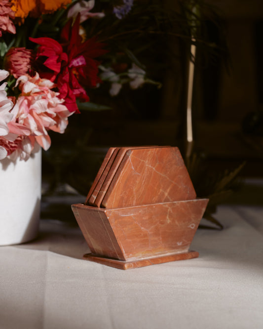 Rojo Alicante Marble Coaster Set Sangemar