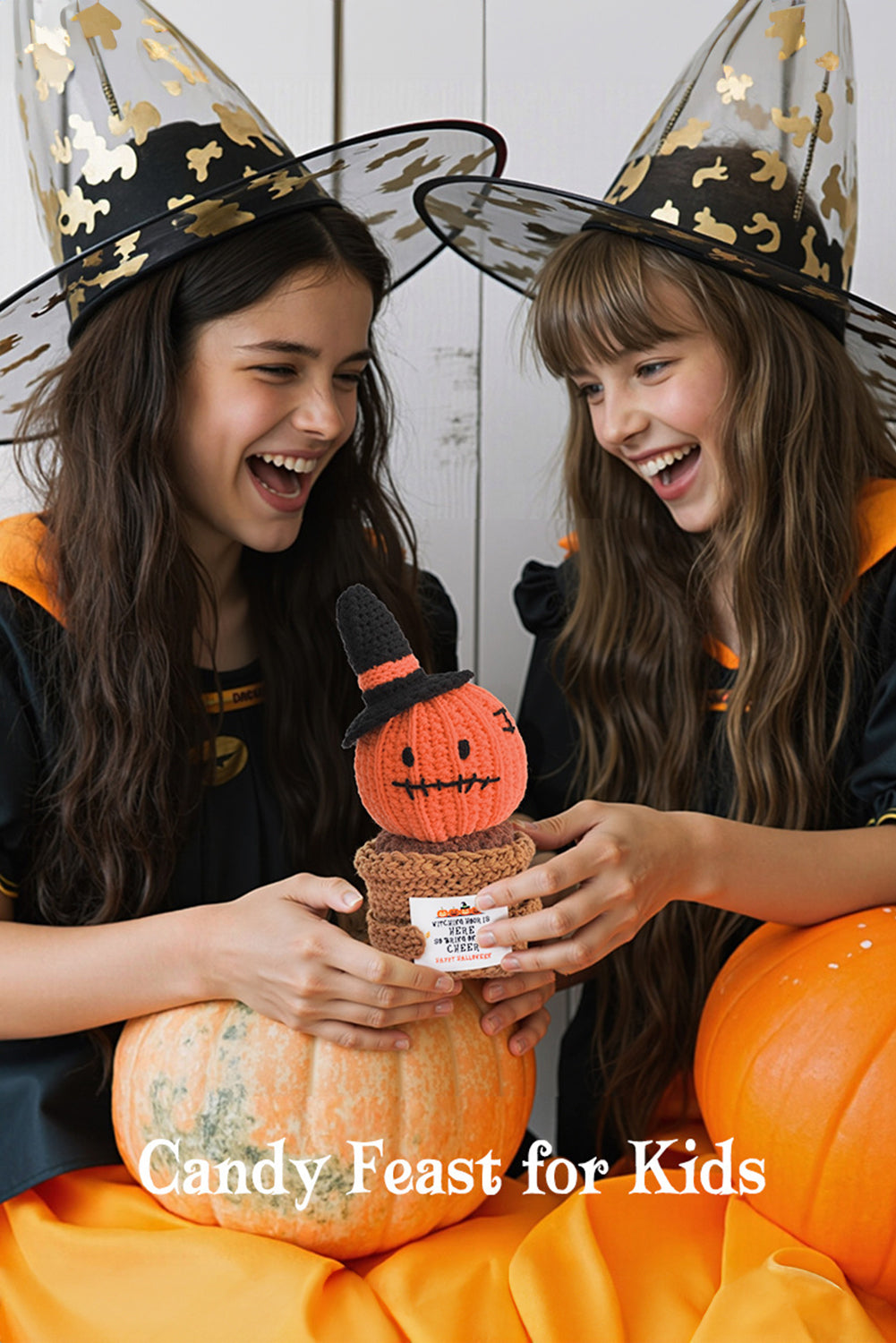 Carrot Cute Halloween Crochet Pumpkin Potted Doll Decor Shewin