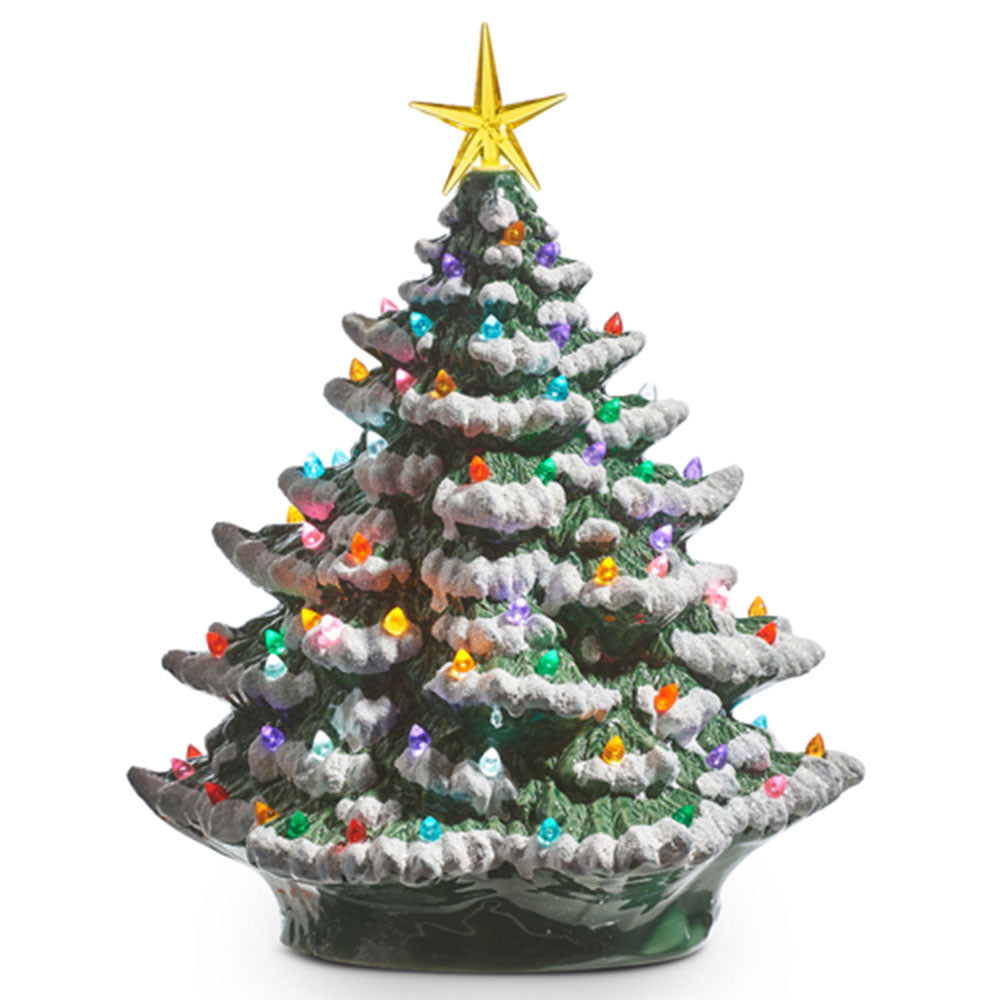 13" Vintage Lighted Ceramic Tree w/ Timer