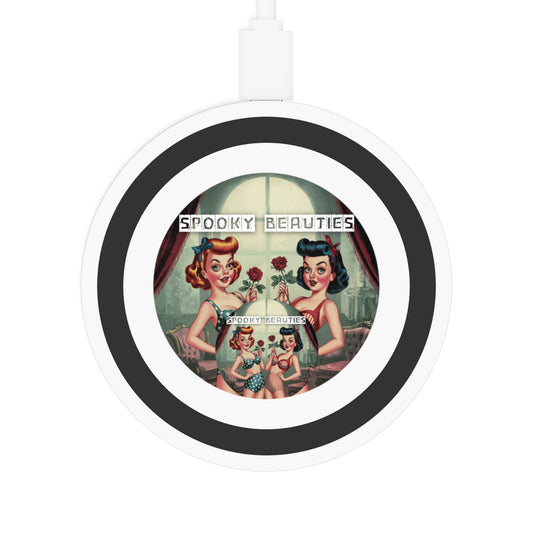 Spooky Beauties Vintage-Inspired Wireless Charging Pad - Retro Tech Office Decor