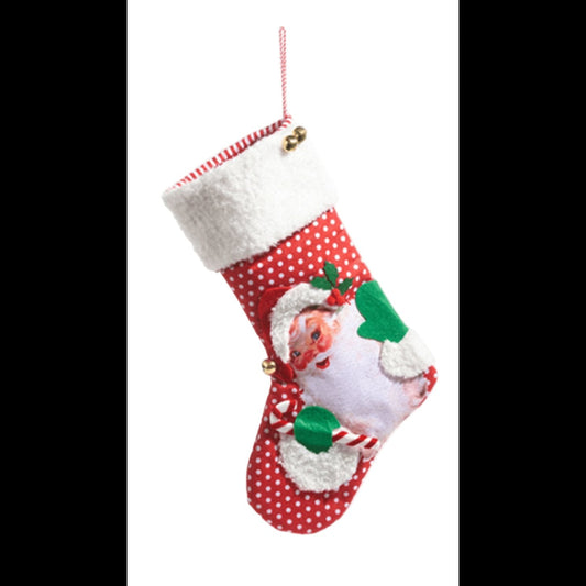 19" Retro Christmas Stocking Santa/Snowman