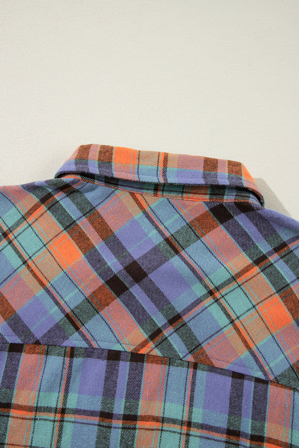 Blue & Orange Plaid Print Pocket Loose Shirt Shewin