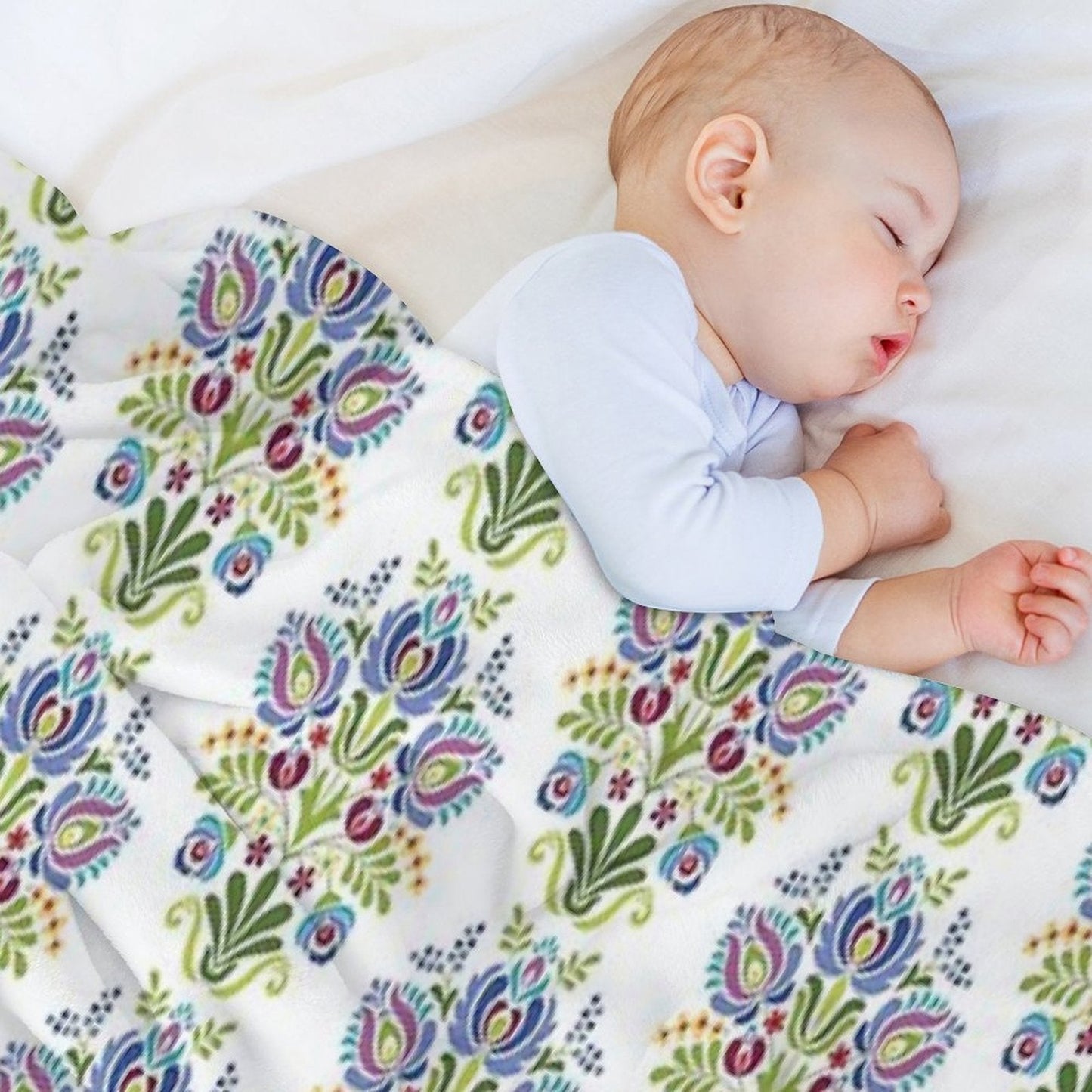 Hungarian Folk Design Violet Throw Blanket