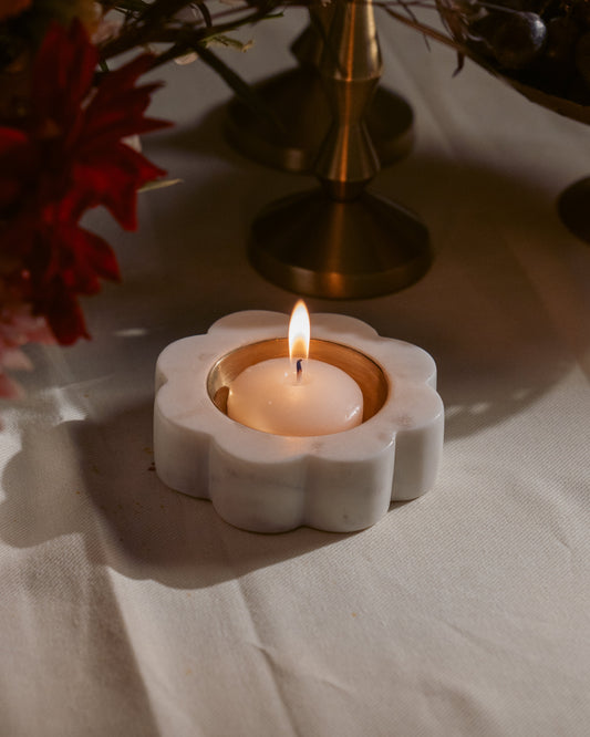 Banswara Marble Flower Candleholder (Diya) Sangemar