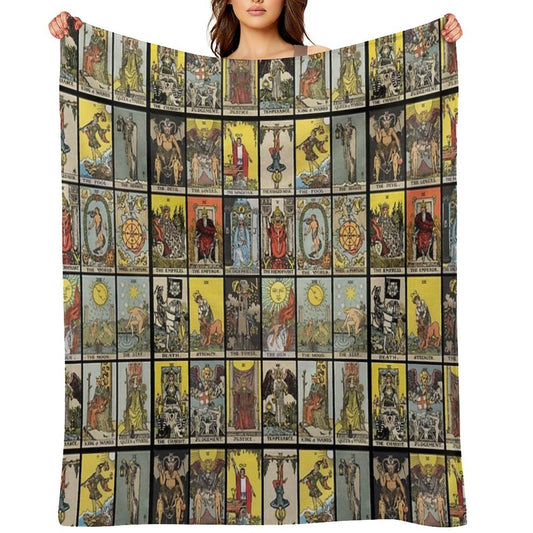 The Major Arcana of Tarot Vintage Cards Throw Blanket