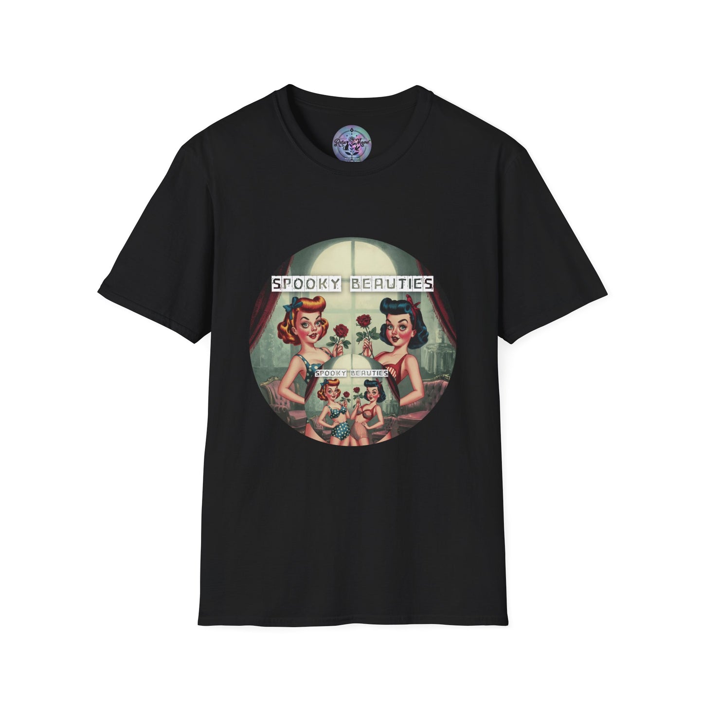 Spooky Beauties Rosy Faces Unisex Softstyle T-Shirt | Vintage Aesthetic Tee