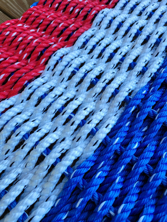 RED WHITE and BLUE stripe Lobster Rope Mat