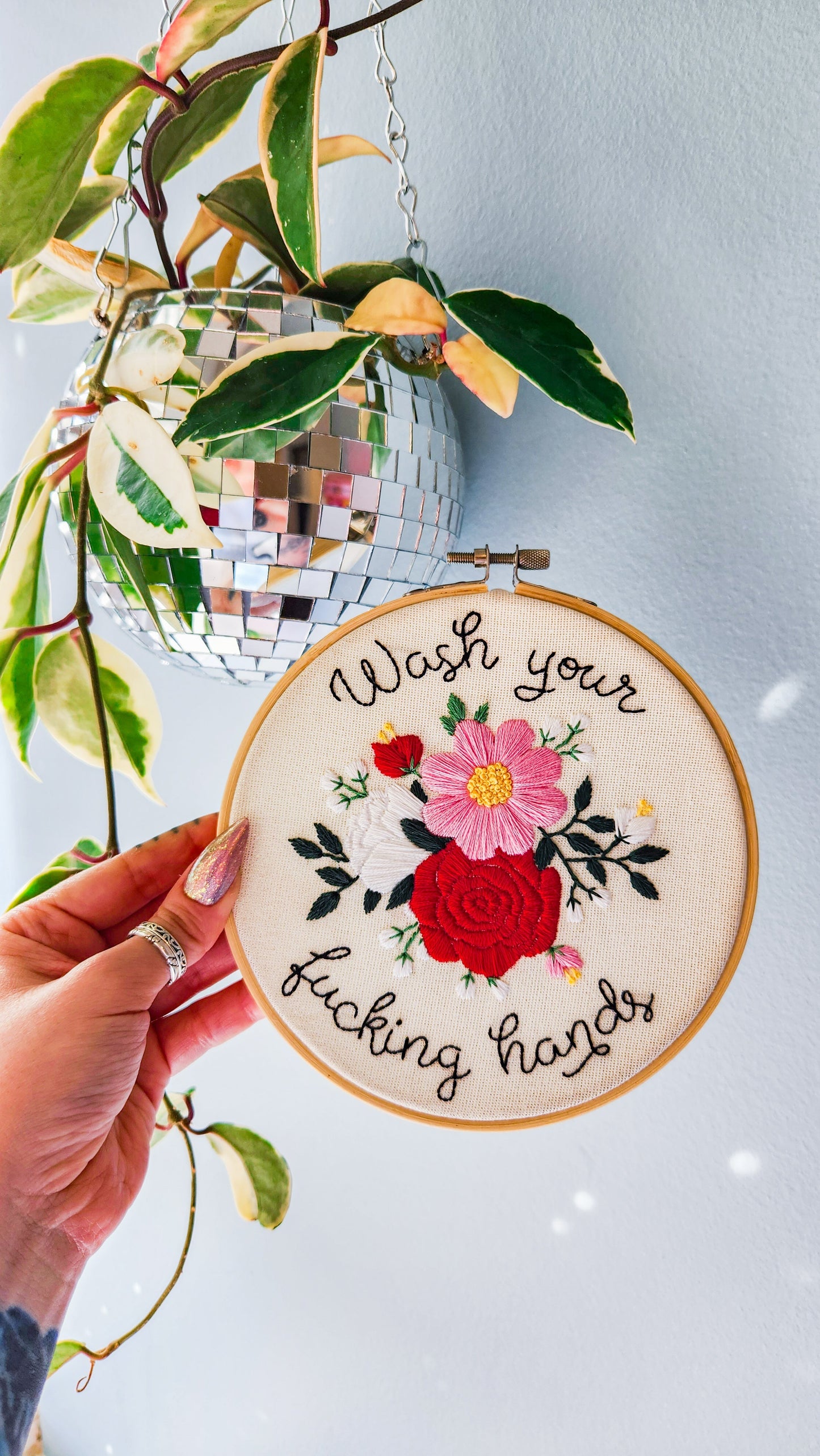 6" Wash Your Fucking Hands 2.0 Embroidery Kit - Beginner Friendly Pretty Rude Things