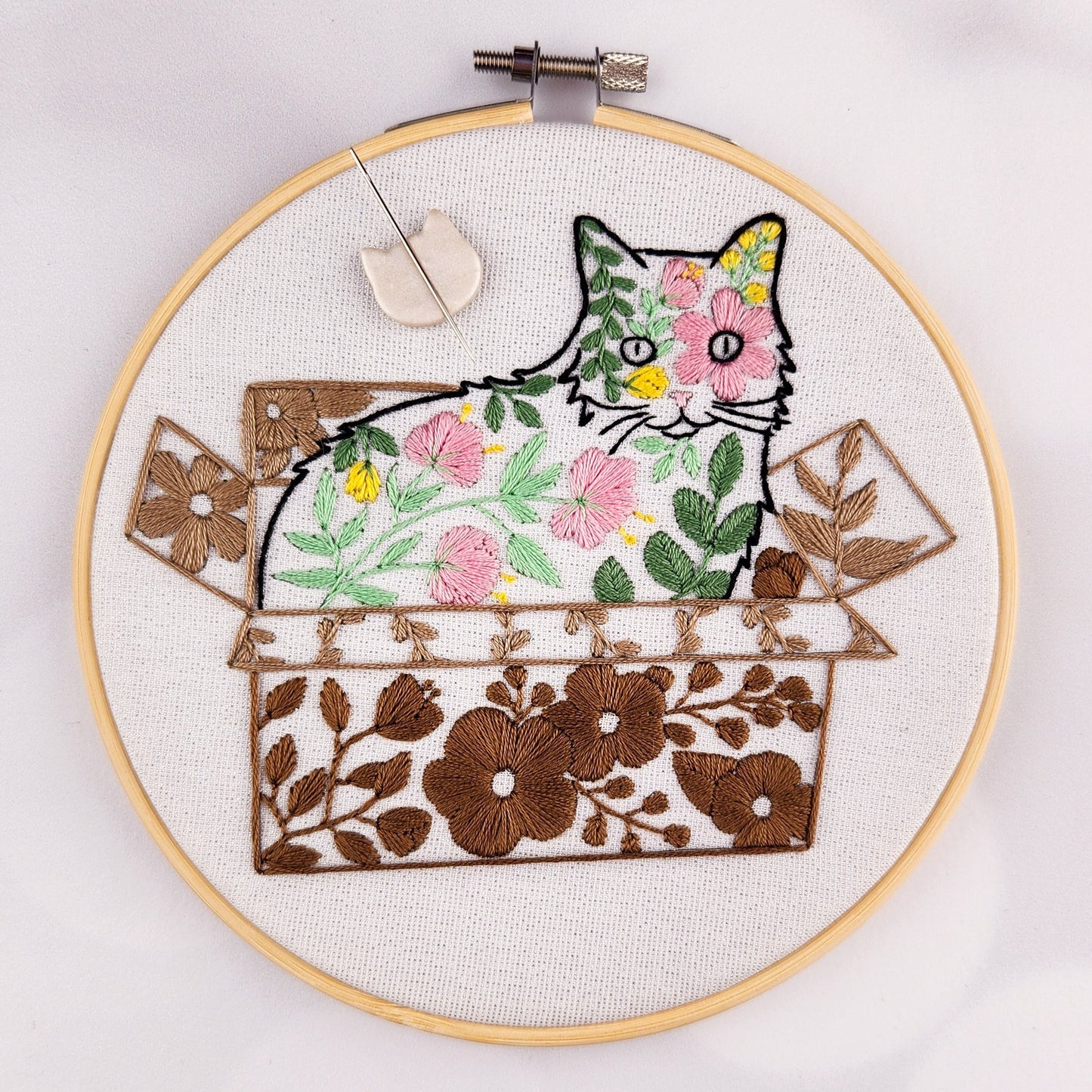 Belle In a Box, Floral Cat Embroidery Kit Pretty Rude Things