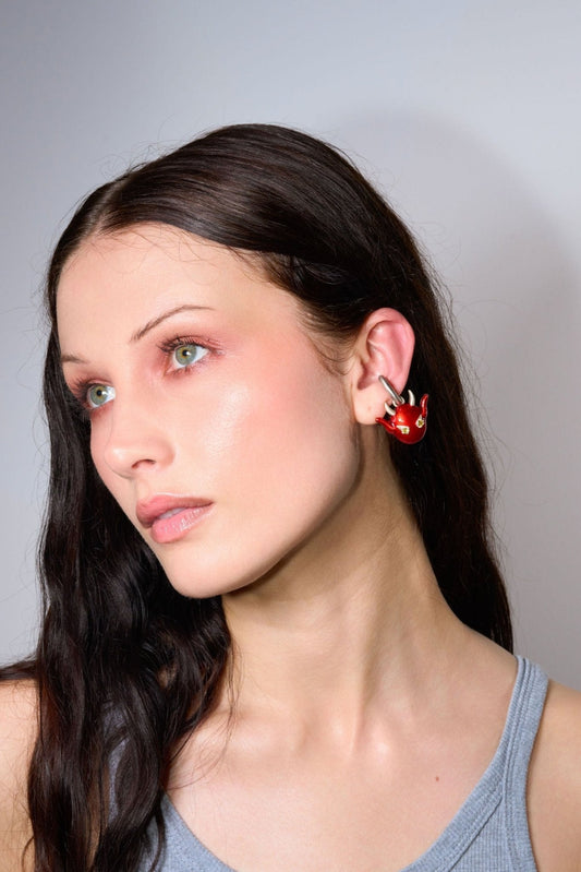 Devil Enamel Ear Cuff (Silver)SHIPS IN APRIL