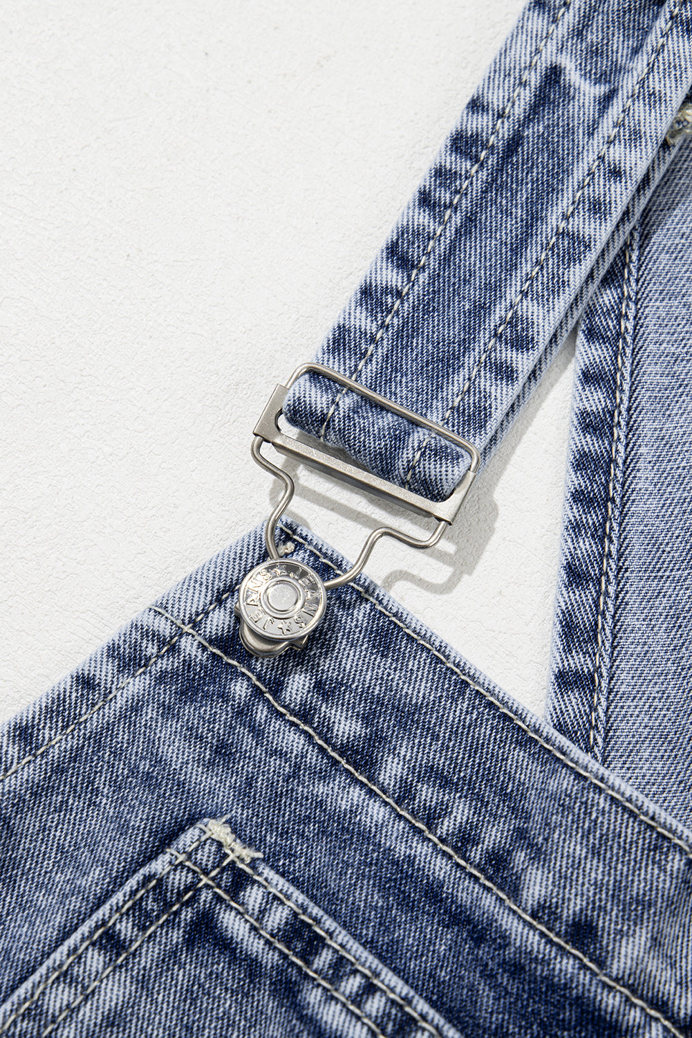 Sail Blue Straight Leg Pockets Denim Bib Overall Shewin