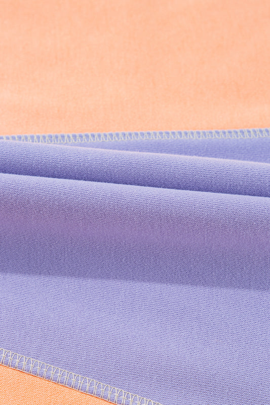 Orchid Petal Colorblock Patchwork Drop Shoulder Top