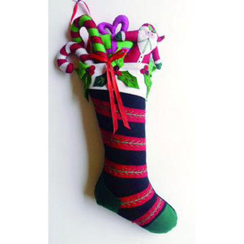 25" Black Stocking w/Santa & Gifts Decor Quirks!