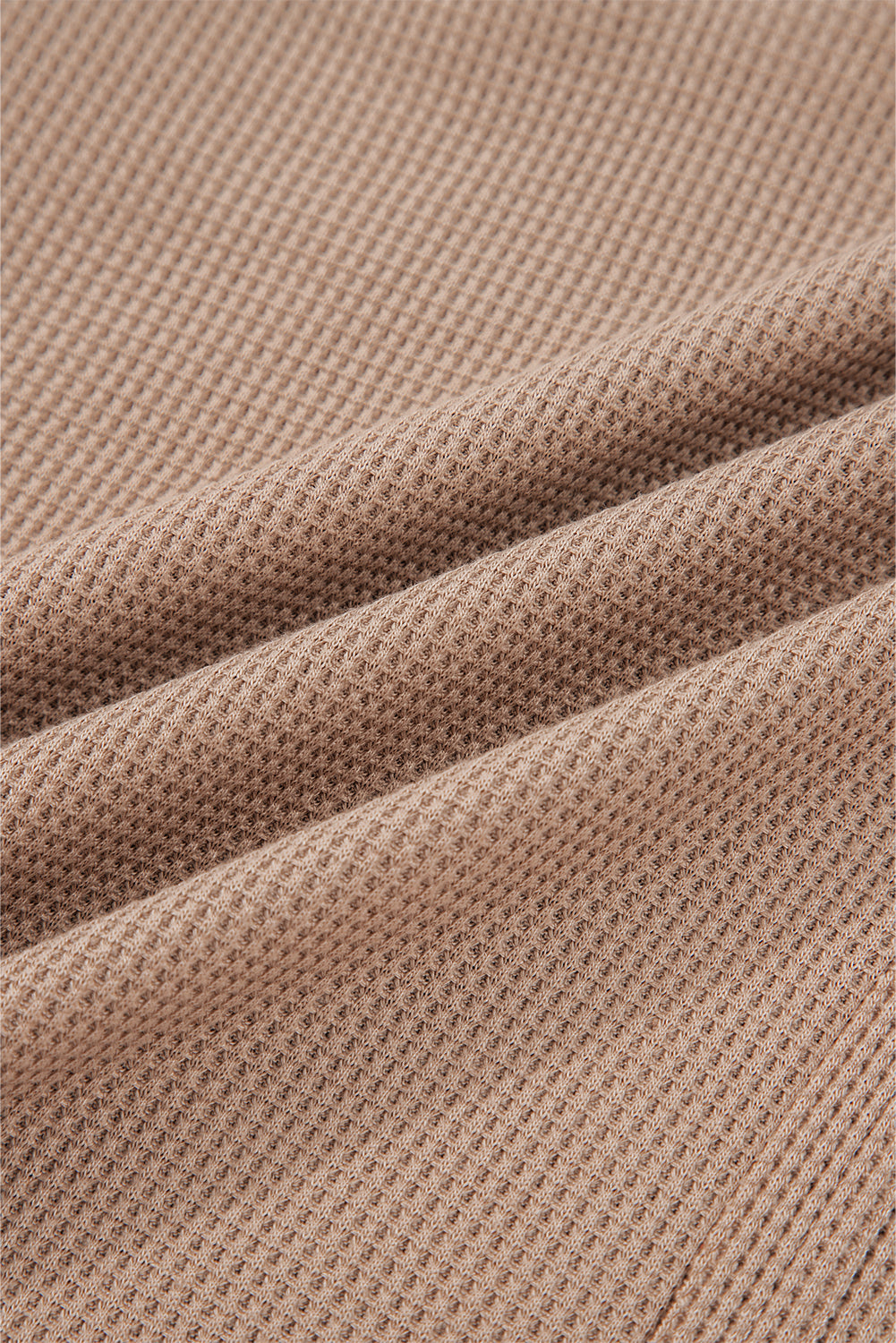 Straw Yellow Waffle Stripe Plaid Patchwork Henley Top Shewin