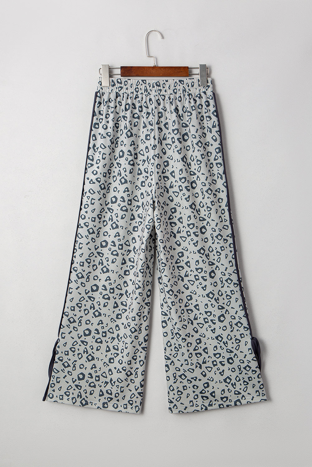 Khaki Leopard Print High Rise Knot Side Pants Shewin