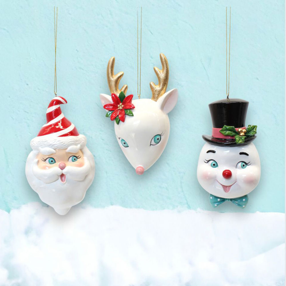 Set of 3 Retro Character Ornaments by December Diamonds Quirks!