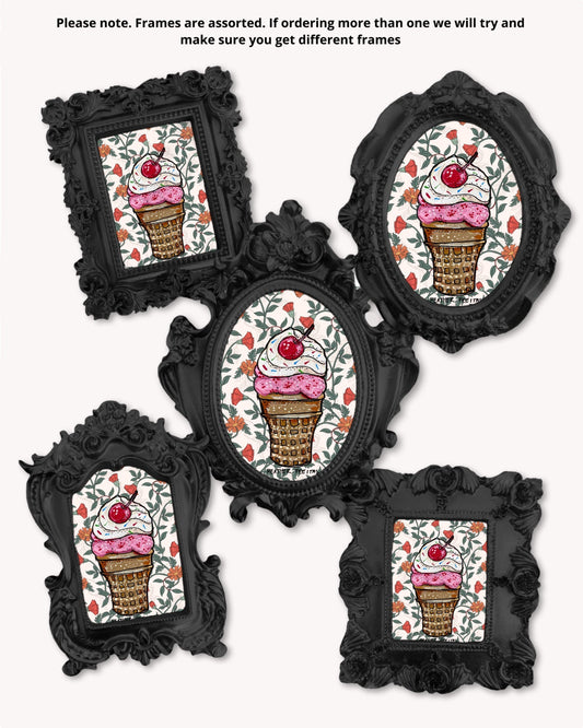 Strawberry Ice Cream Cone - Mini framed print