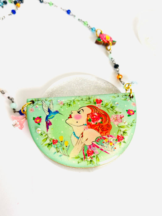 Lady and Hummingbird Statement Necklace by Rosie Rose Parker Quirks!