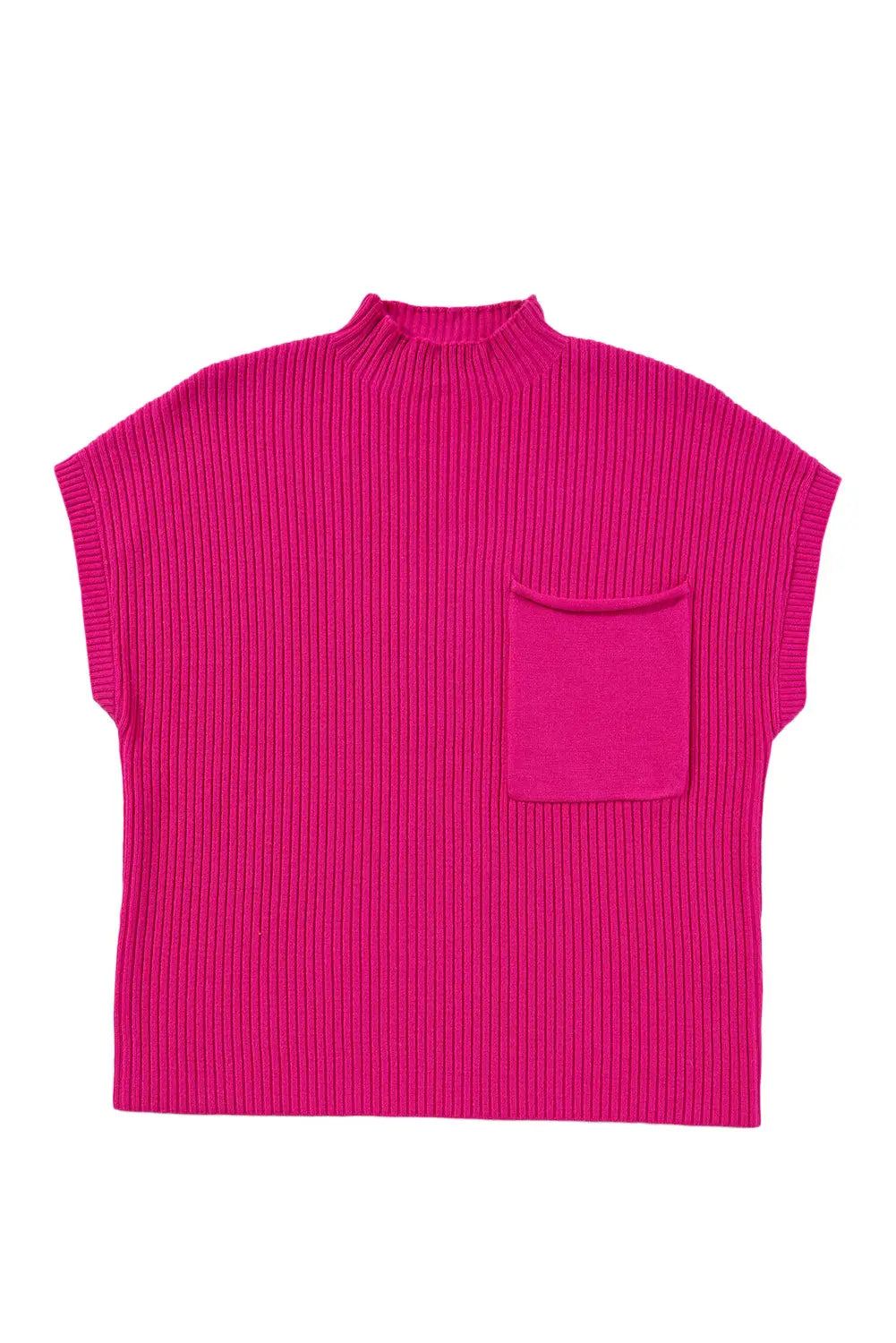 Gold Flame Patch Pocket Ribbed Knit Short Sleeve Sweater Shewin