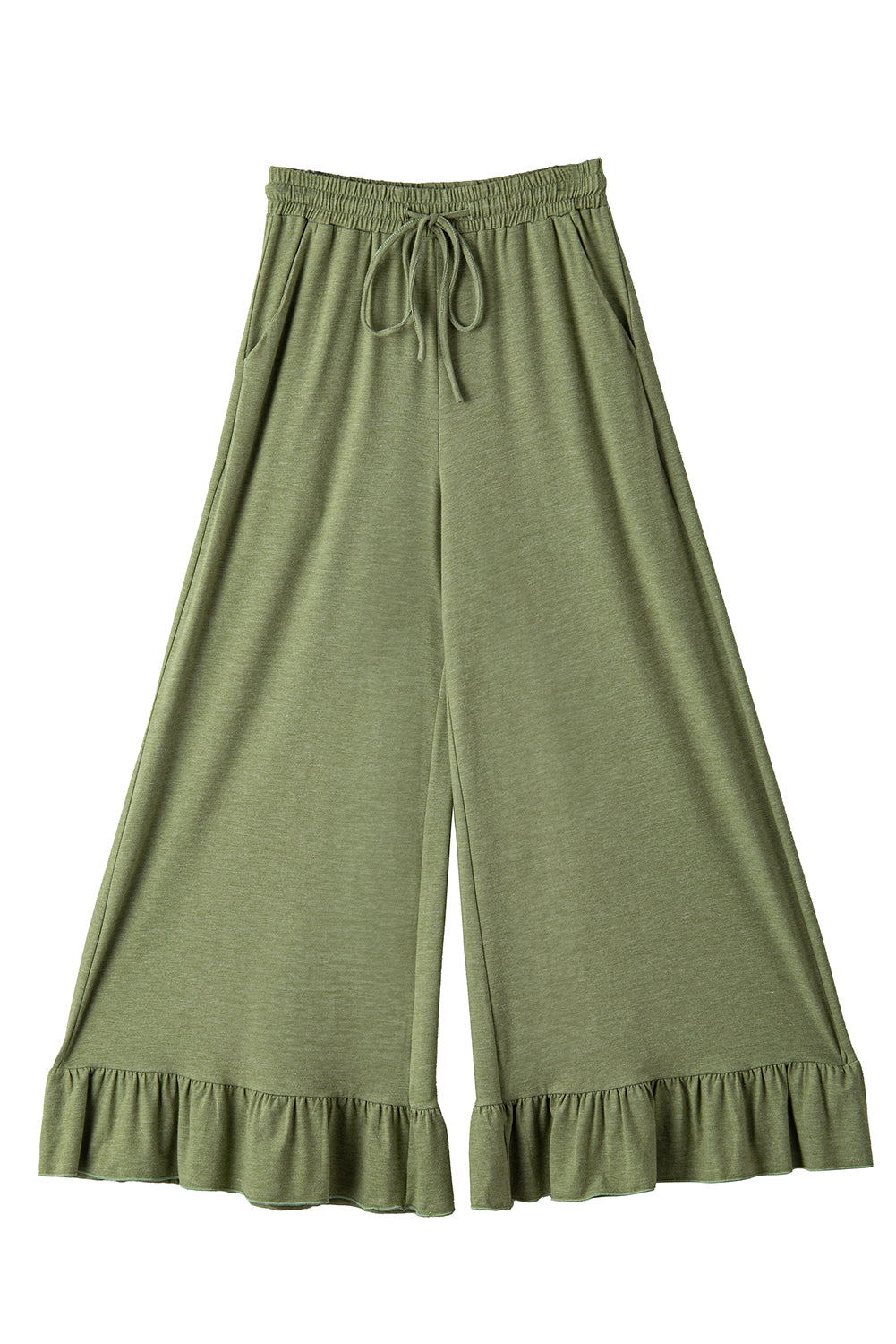 Dune Solid Color Ruffle Hem Wide Leg Pants Shewin