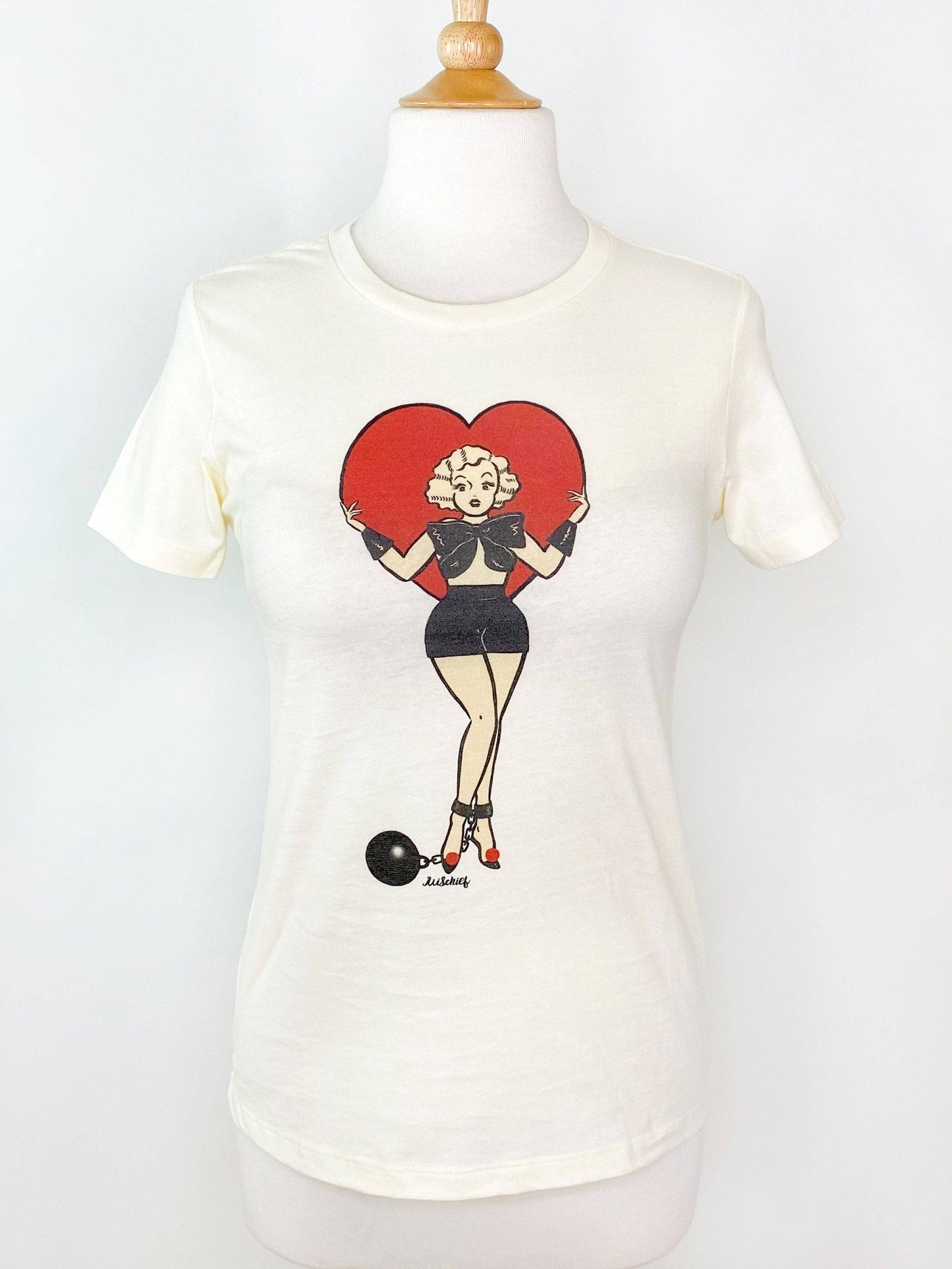 Prisoner of Love Fitted Tee in Ivory - SMALL Quirks!