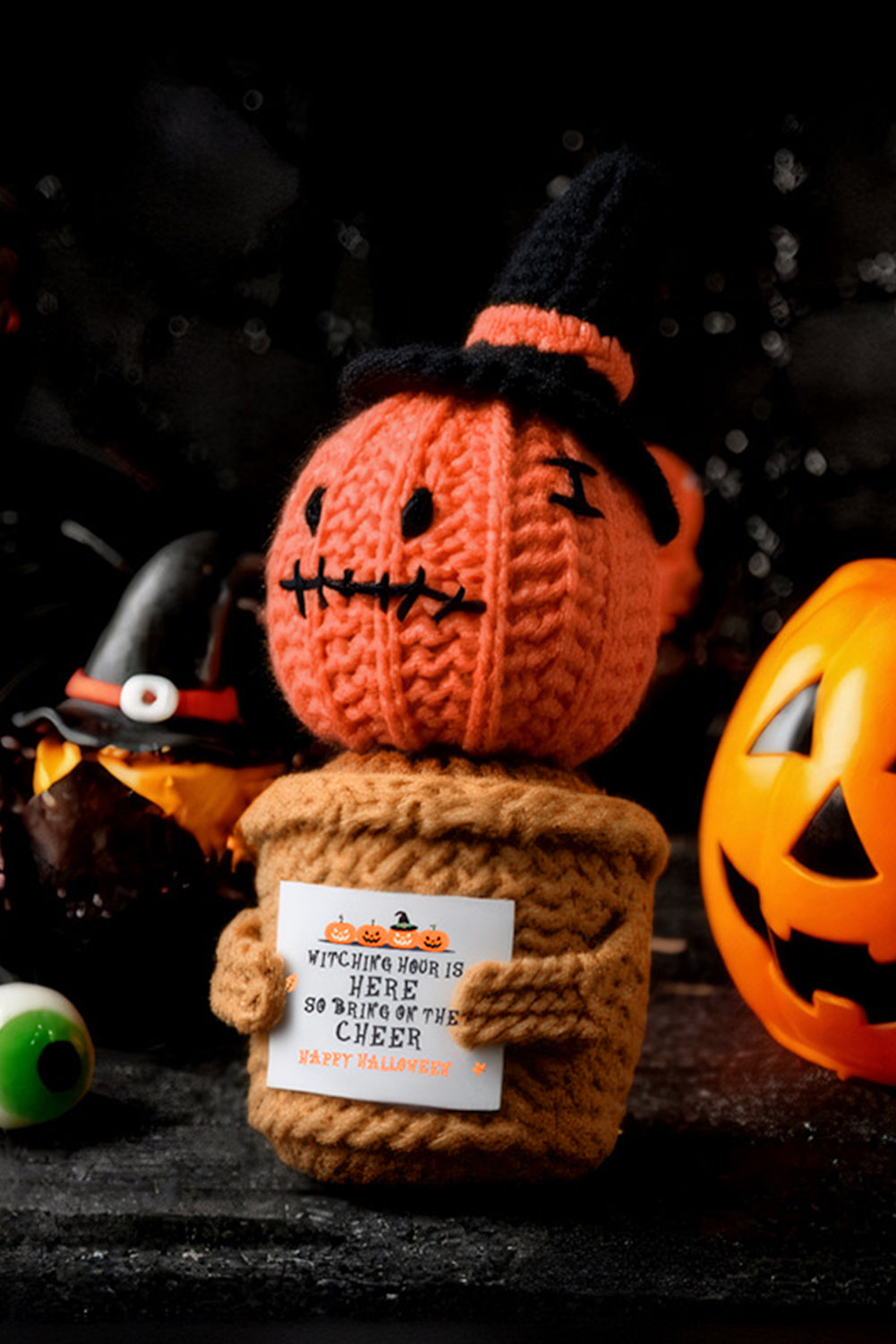 Carrot Cute Halloween Crochet Pumpkin Potted Doll Decor Shewin