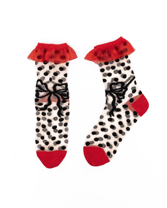 Polka Dot Bow Ruffle Sheer Crew Sock Quirks!