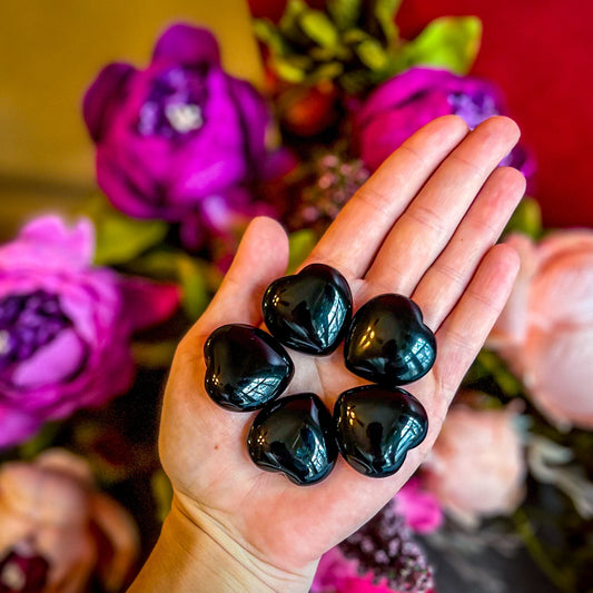 3cm Black Obsidian Crystal Hearts for Valentines Day Gifts Mandala Gems