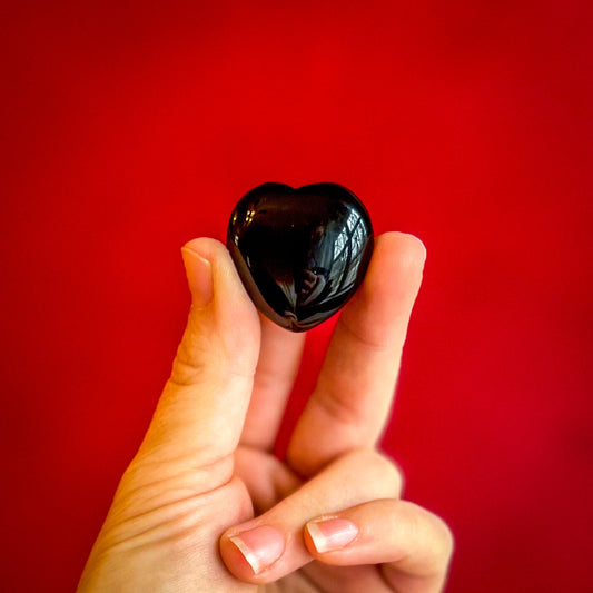 3cm Black Obsidian Crystal Hearts for Valentines Day Gifts Mandala Gems