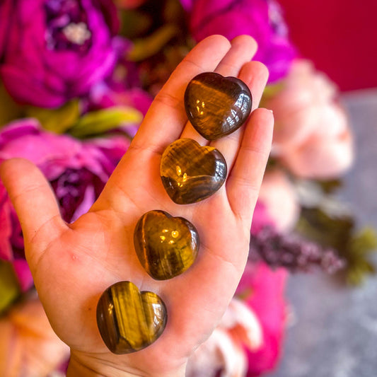 3cm Gold Tigers Eye Crystal Hearts