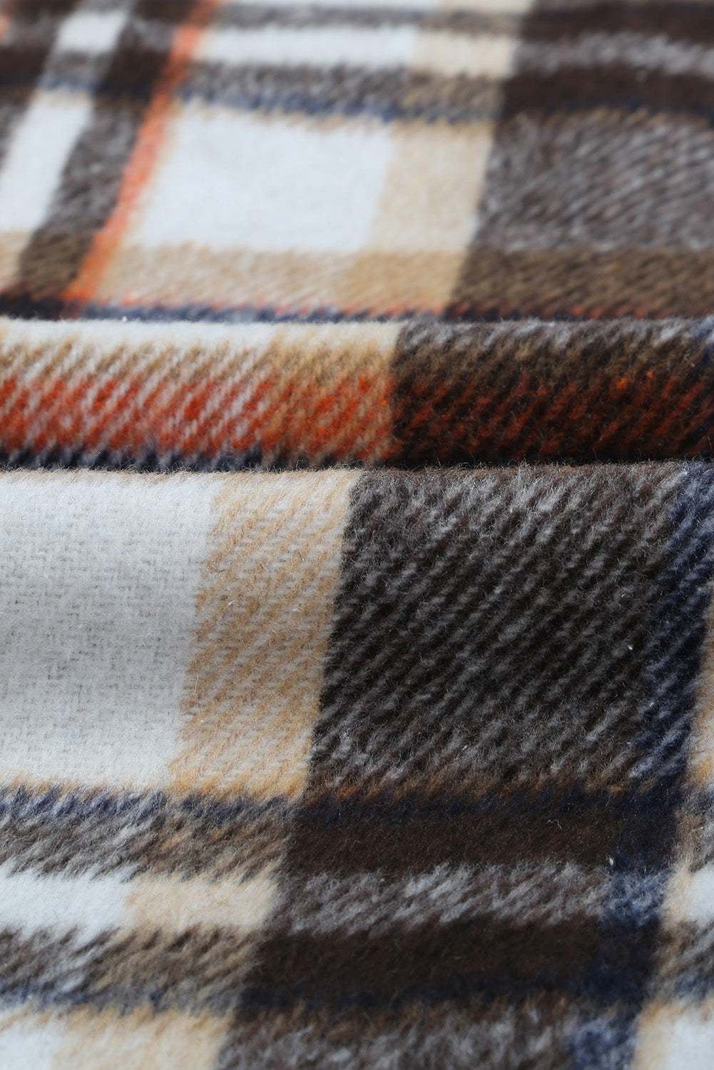 Brown Plaid Button Up Long Sleeve Flannel Shacket Shewin