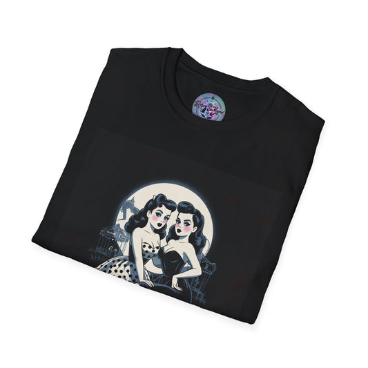 Spooky Beauties Pin-up Sweethearts | Vintage Aesthetic Tee Rose Meow