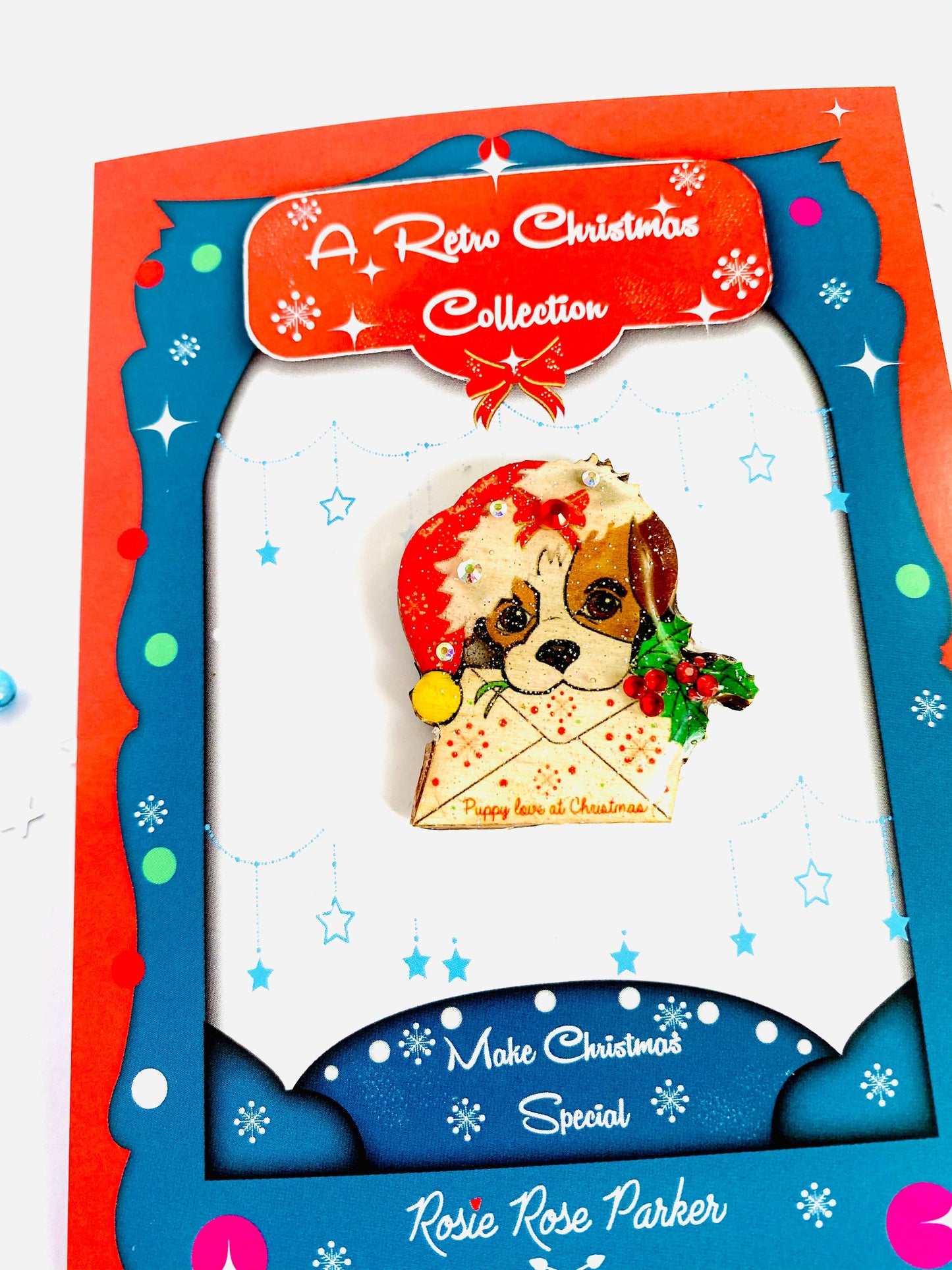 Puppy love at Xmas Brooch by Rosie Rose Parker Quirks!