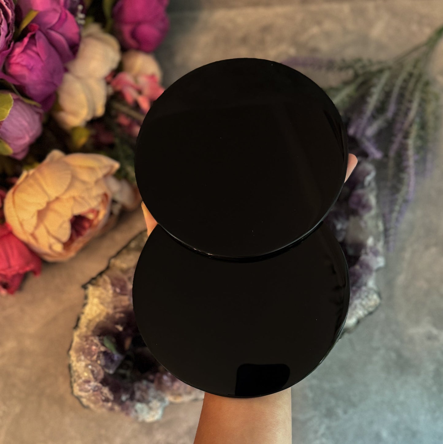 5 3/4 Inch Black Obsidian Mirror, Crystal Scrying