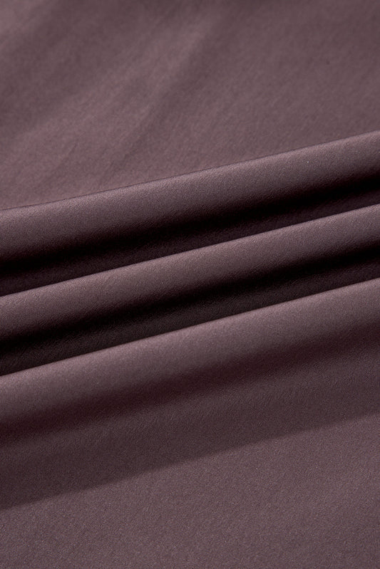 Coffee Knit Top Patchwork Pleated Half Sleeve Long Dress Shewin