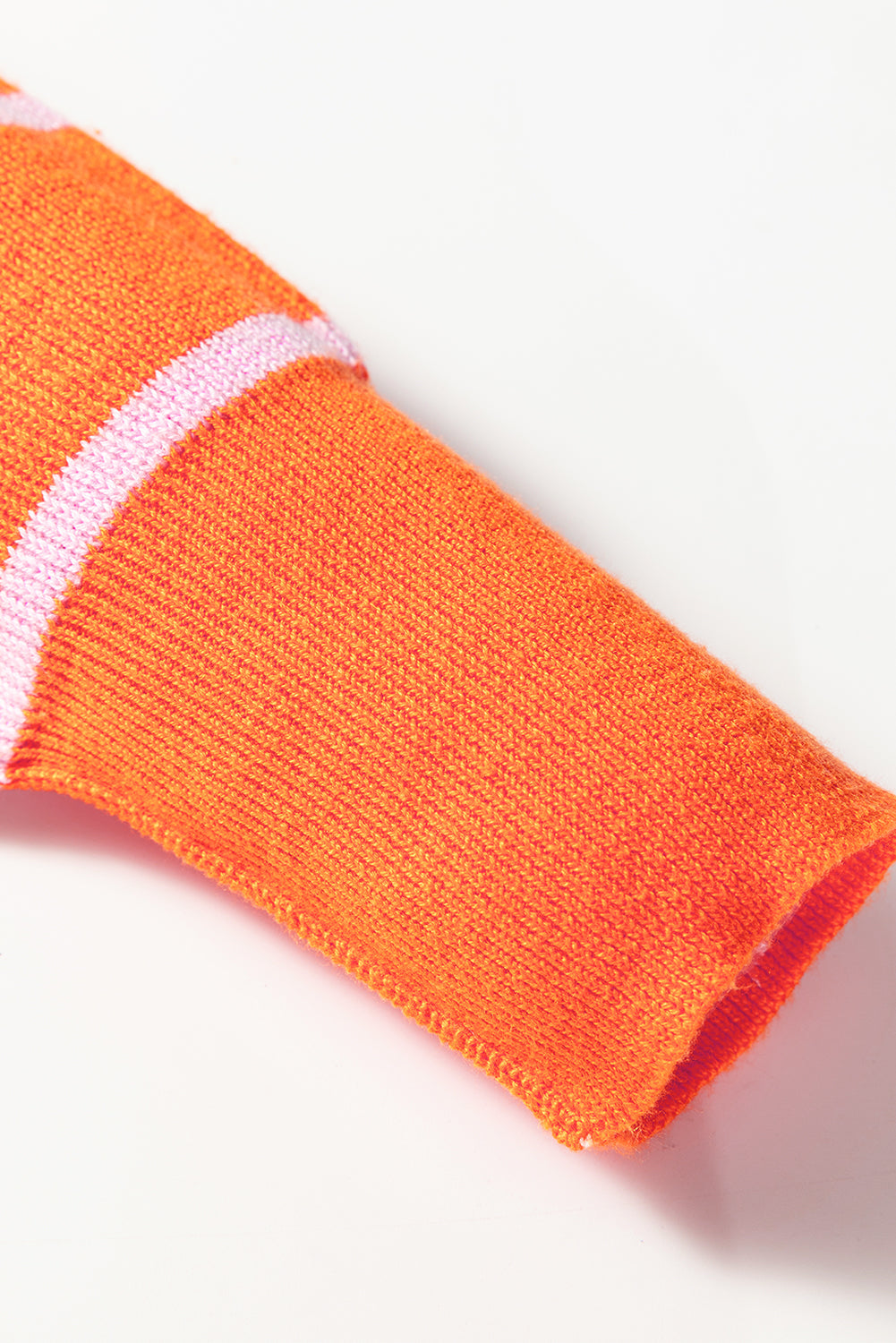 Orange Stripe Ribbed High Neck Drop Shoulder Boxy Fit Sweater Shewin