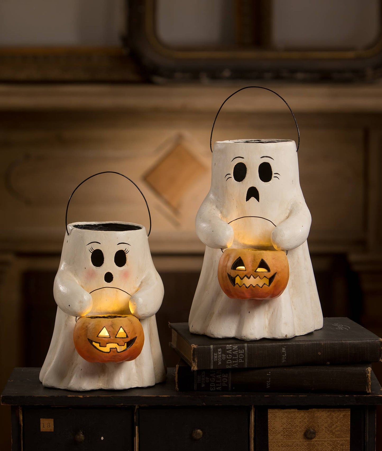 Scaredy Boo With Pumpkin Bucket Paper Mache Quirks!