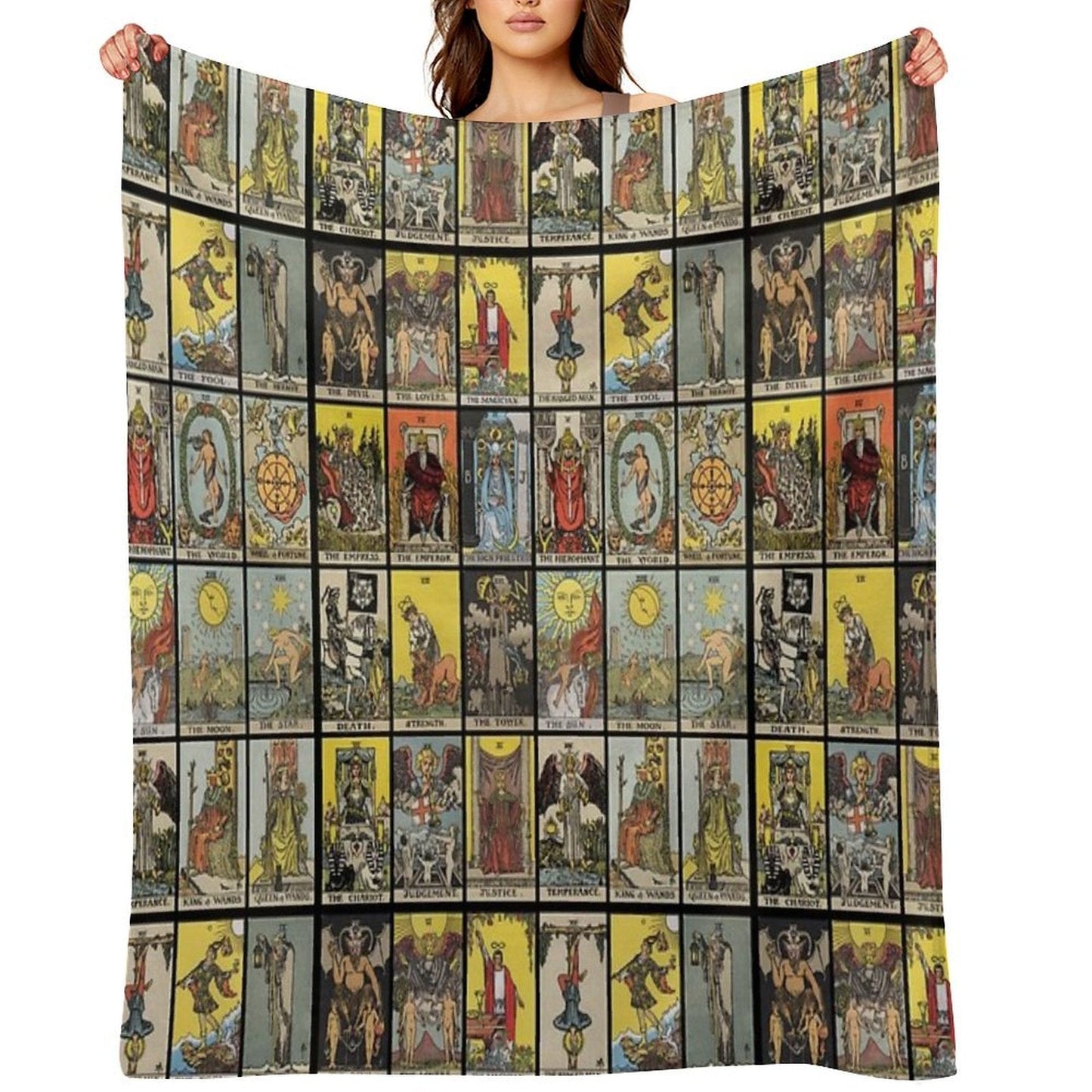 The Major Arcana of Tarot Vintage Cards Throw Blanket