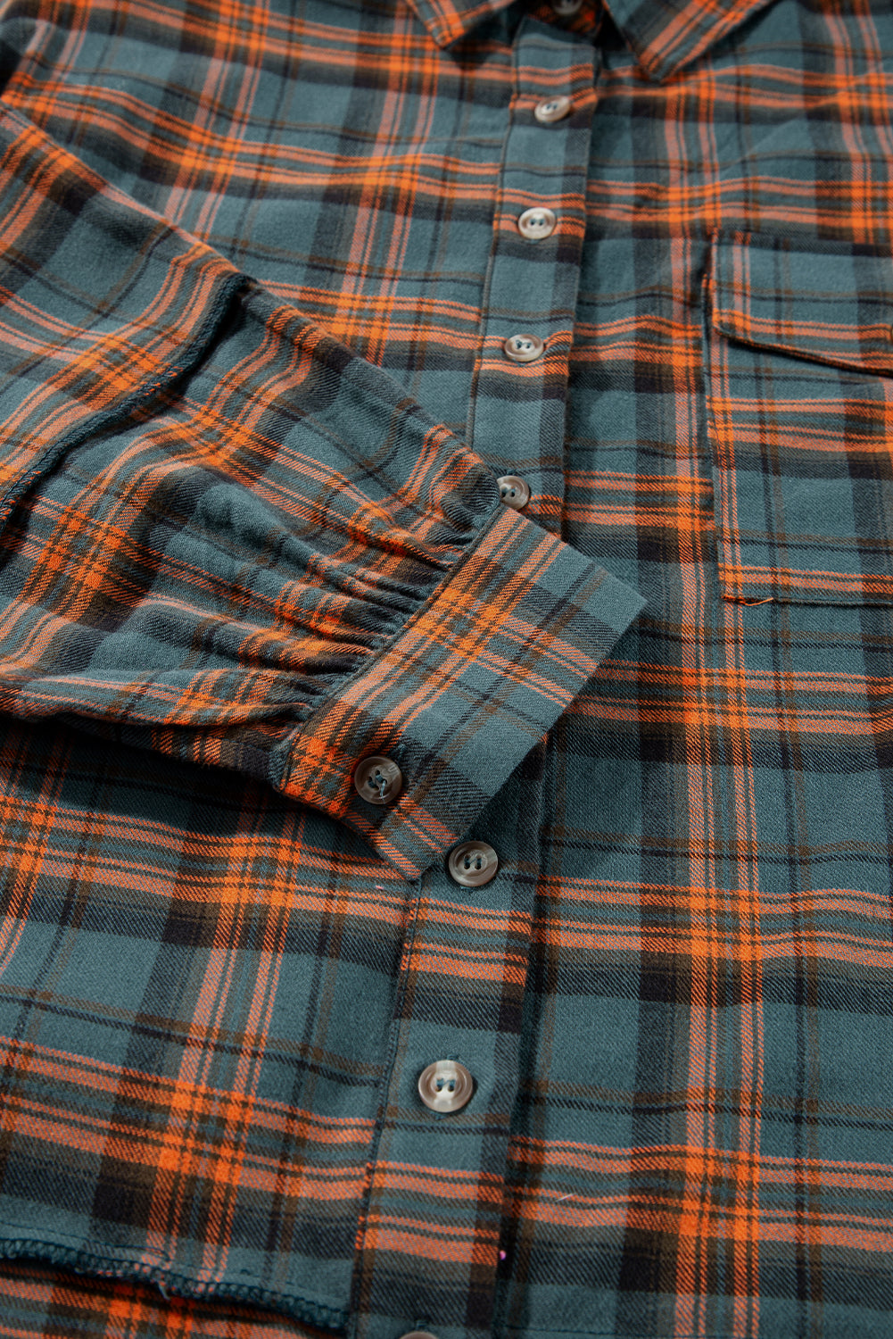 Green Plaid Long Sleeve Collar Shirt Shewin