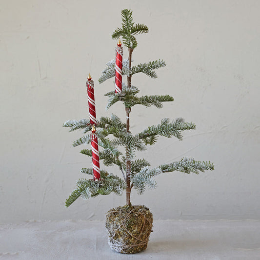 6"H Glass Candle Clip-on Ornaments w/ Glitter, Red & White, Set of 3 Quirks!