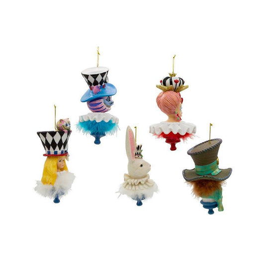 6" Holly Hats™ Alice In Wonderland Hat Ornament Set, 5 Piece Set by Kurt Adler Quirks!
