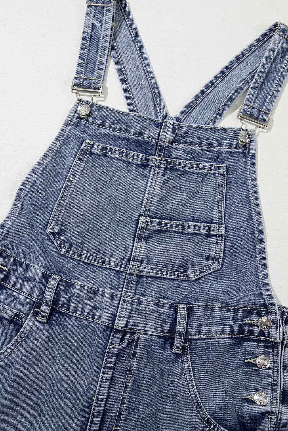 Sail Blue Straight Leg Pockets Denim Bib Overall Shewin