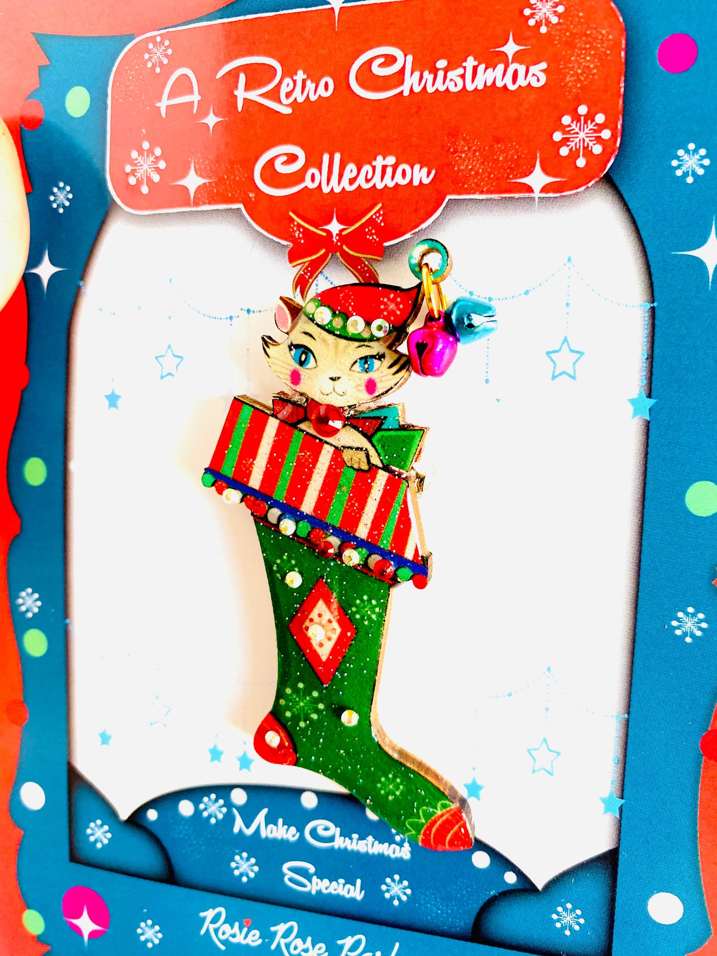 Mr Cat in a Stocking Brooch by Rosie Rose Parker