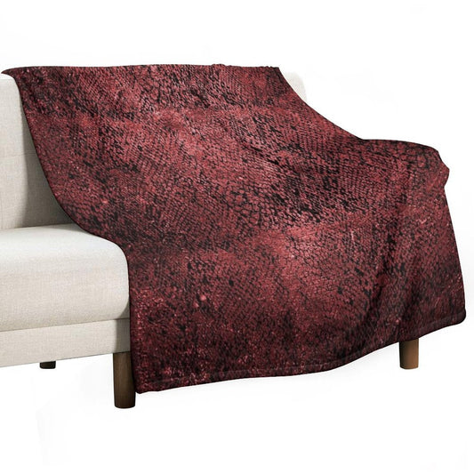 Red Snake Skin Pattern Throw Blanket