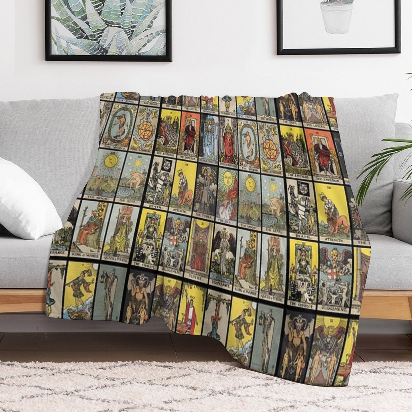 The Major Arcana of Tarot Vintage Cards Throw Blanket